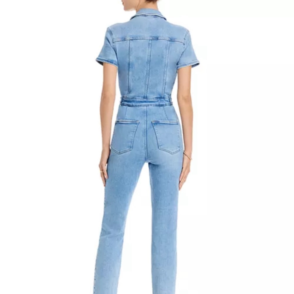 Good American Light Blue Denim Short-Sleeve Jumpsuit - Picture 2 of 9